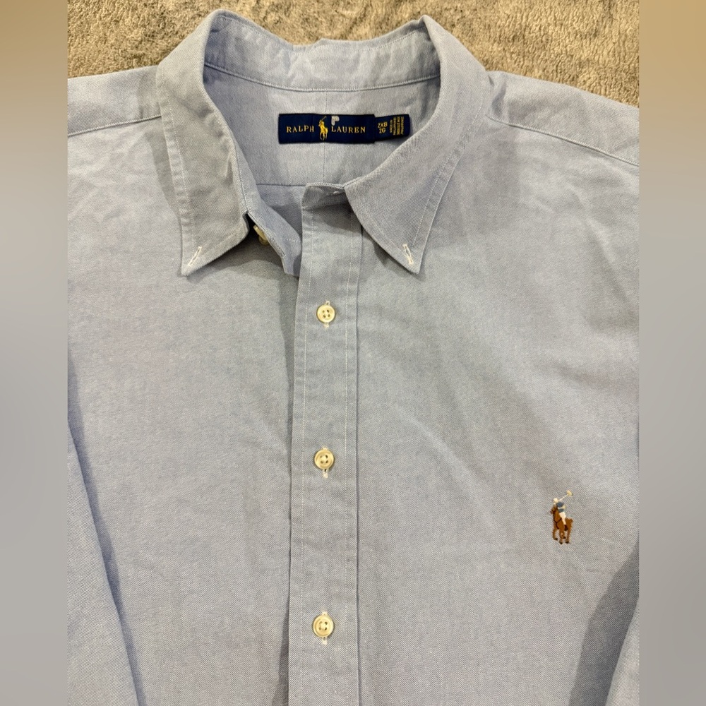 Ralph Lauren light blue cotton Oxford long-sleeve button-down shirt.Size 2XB NEW - Picture 6 of 13